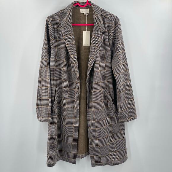 MELLODAY Blazer Size Large NWT Plaid Houndstooth Longline Open Stretch Fall - Picture 13 of 13